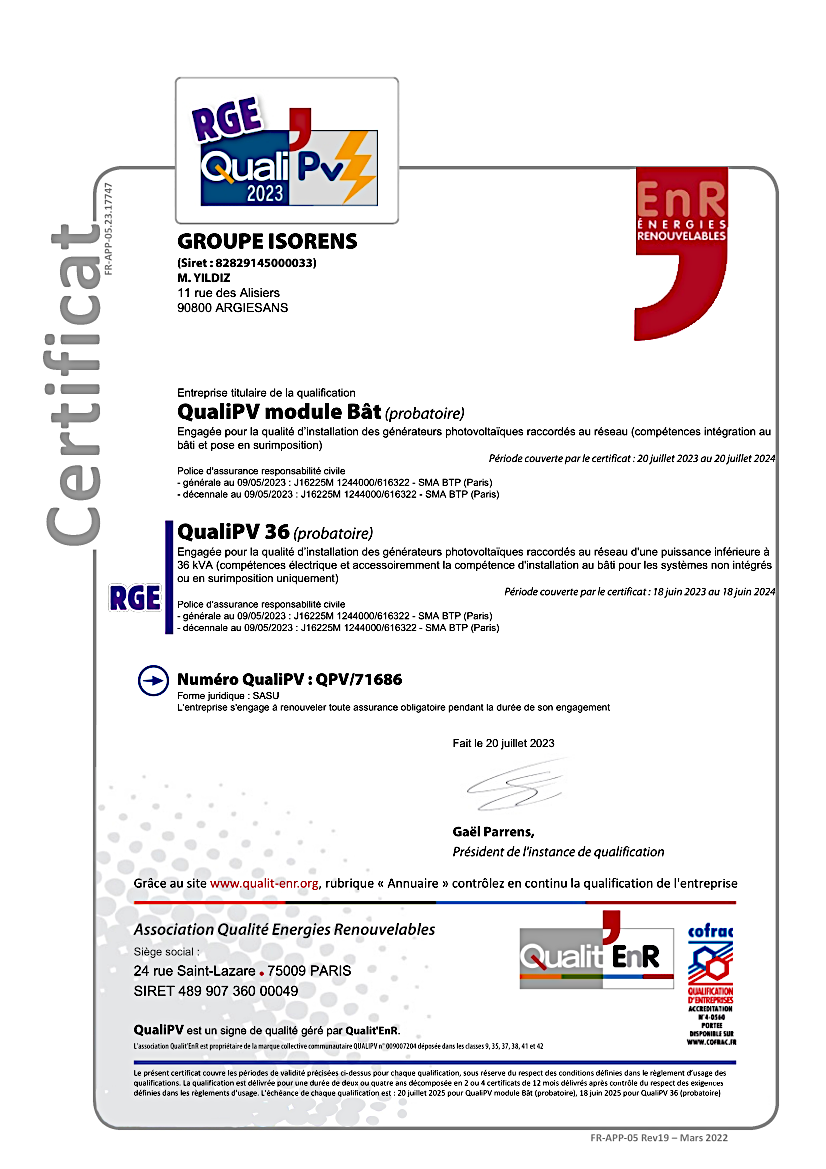 QUALIPV MODULE BAT | Groupe Isorens Panneaux photovoltaïques à Belfort et Montbéliard Belfort 4